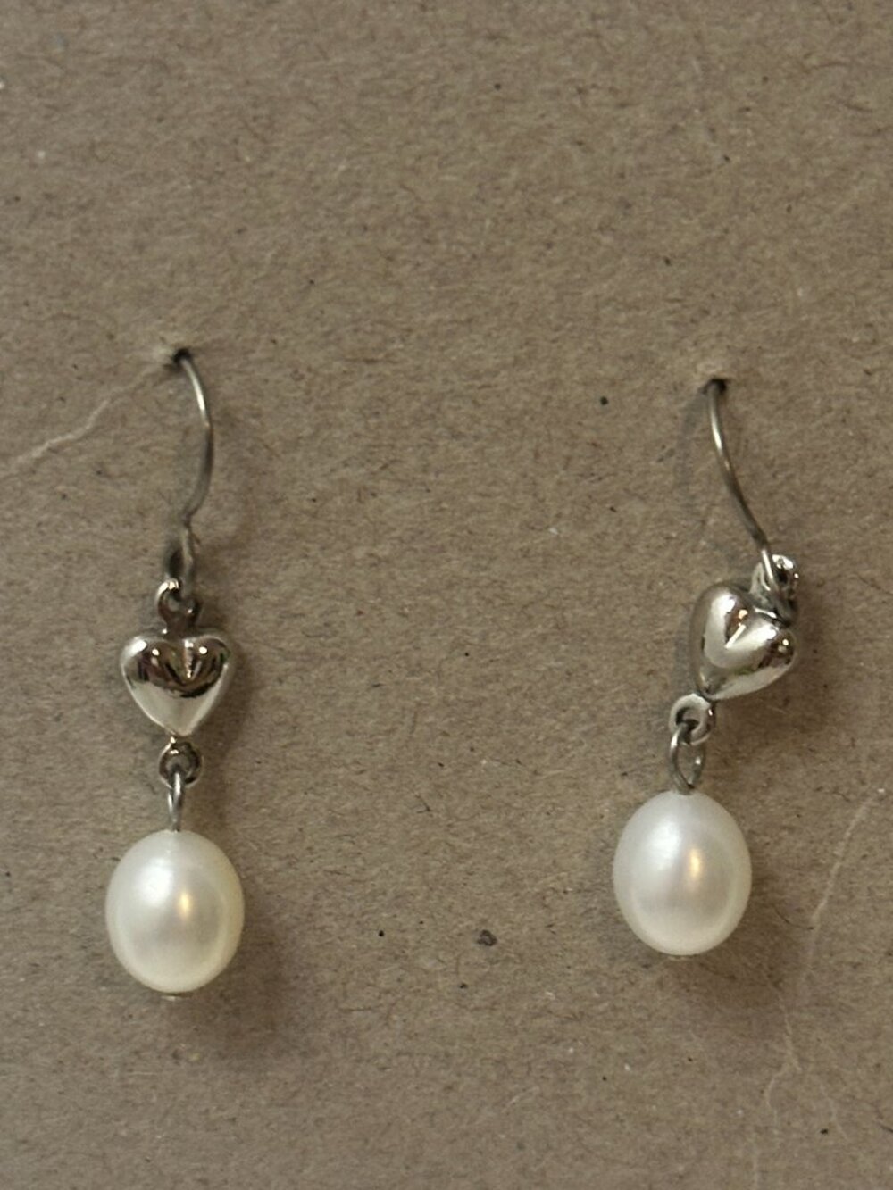 Japanese Pearl Heart Dangle Earrings